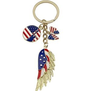 Patriotic Wing Keychain with Charms